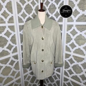 Apart Impressions Women's Vintage Green Suede Oversized Parka Jacket Size 10